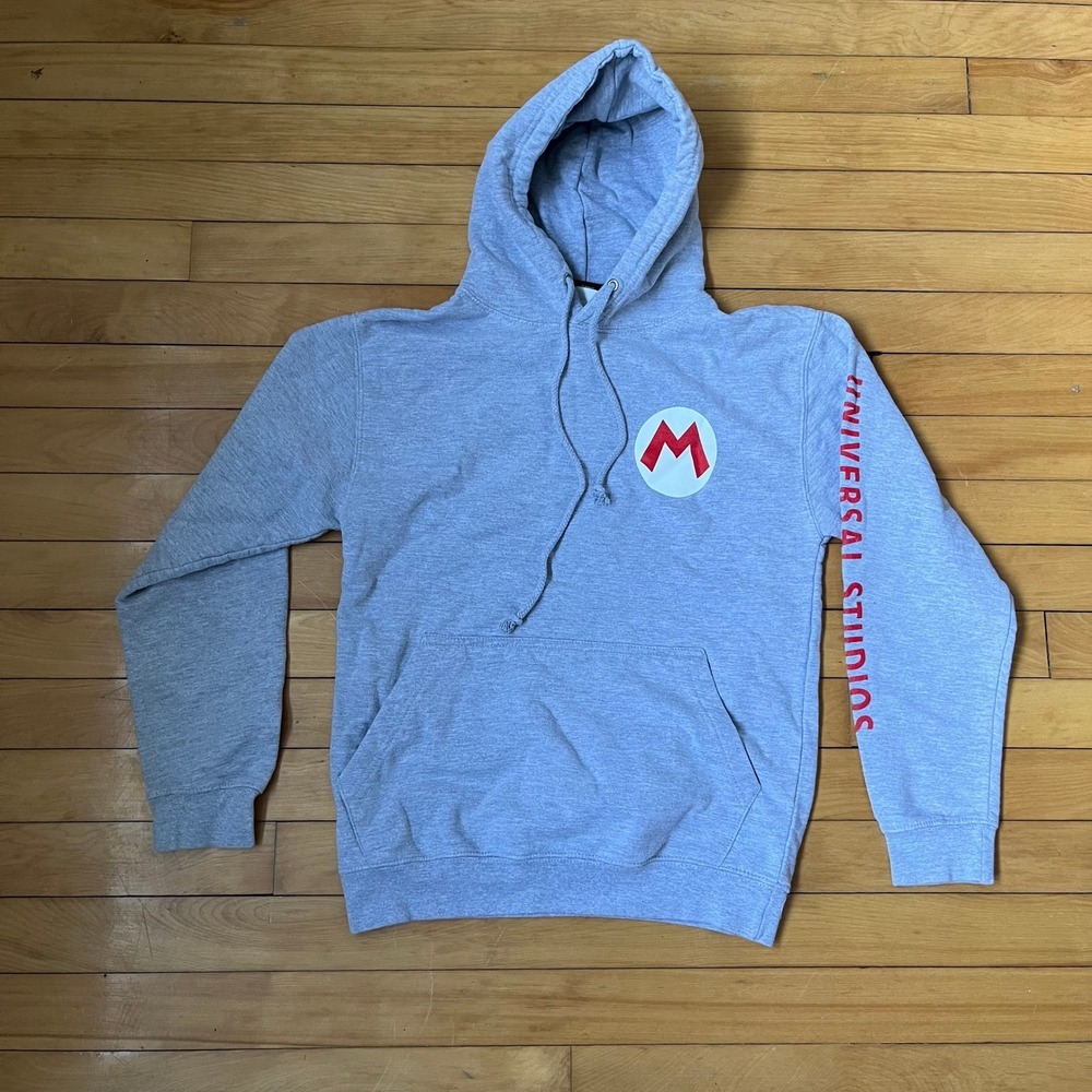 Super Nintendo World Universal Studios Mario Hoodie Heather Gray Small